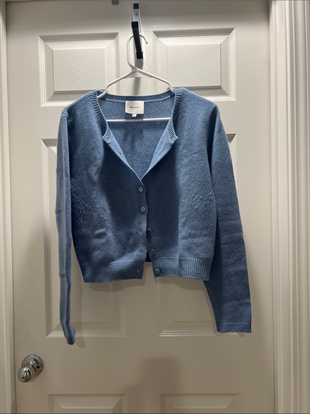 Reformation Light Blue Women's Button-Up Cardigan Sweater
